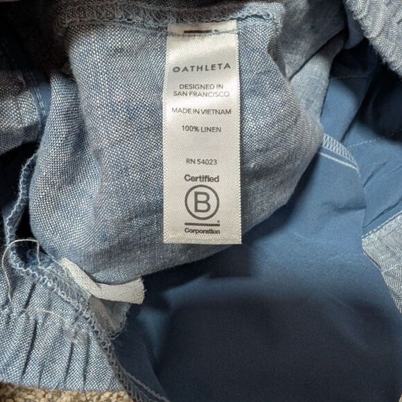 Athleta Women's Cabo Linen Wide Leg Pants Light Blue Size 2 - Picture 7 of 9
